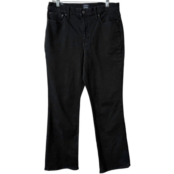 J Crew Mid Rise Flare Crop Jeans Stretch Black Denim 30T / 30 Tall / Long boho - Picture 1 of 15